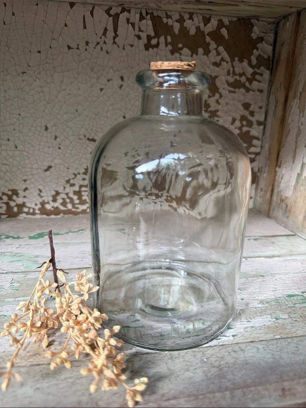 🌿Small Clear Glass Apothecary Jar with Cork Stopper - Home Accents